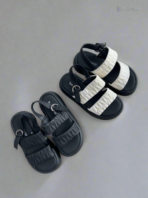 Double Strap Open Toe Buckle Strap Plateform Sliders